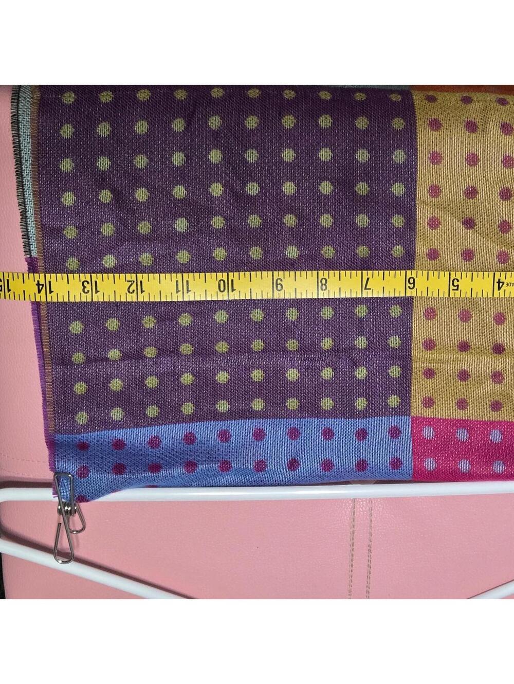 Infinity Loop Scarf with multicolored polka dot patchwork design - Picture 8 of 8